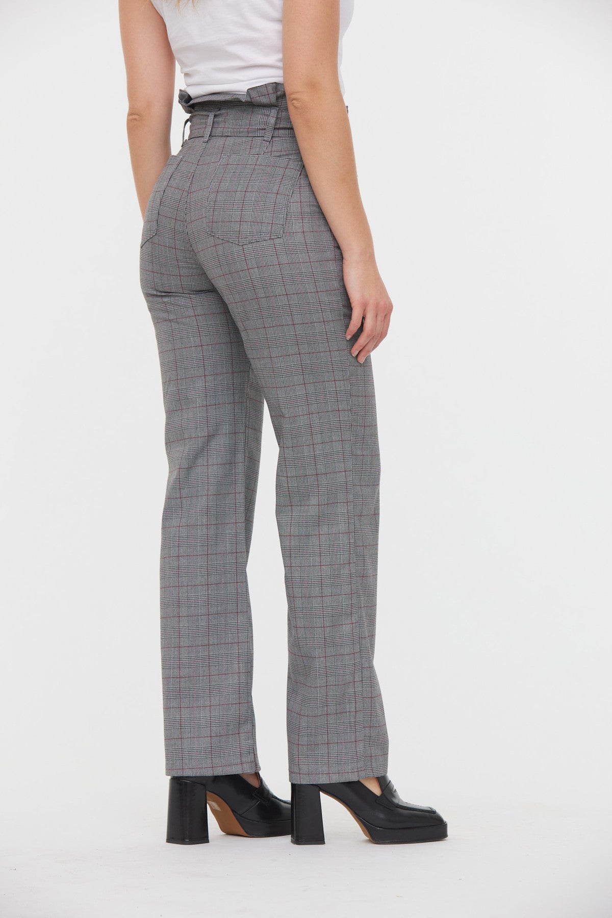 Pantalon GINA Gris / Bordeaux L34
