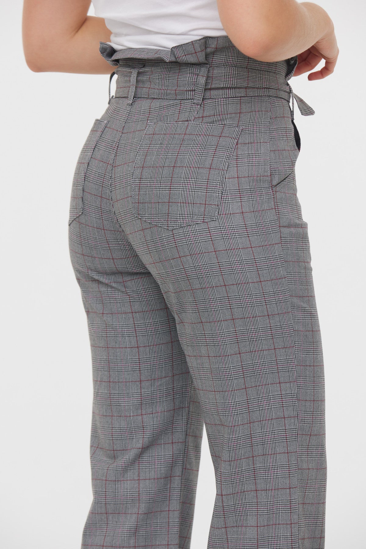 Pantalon GINA Gris / Bordeaux L34