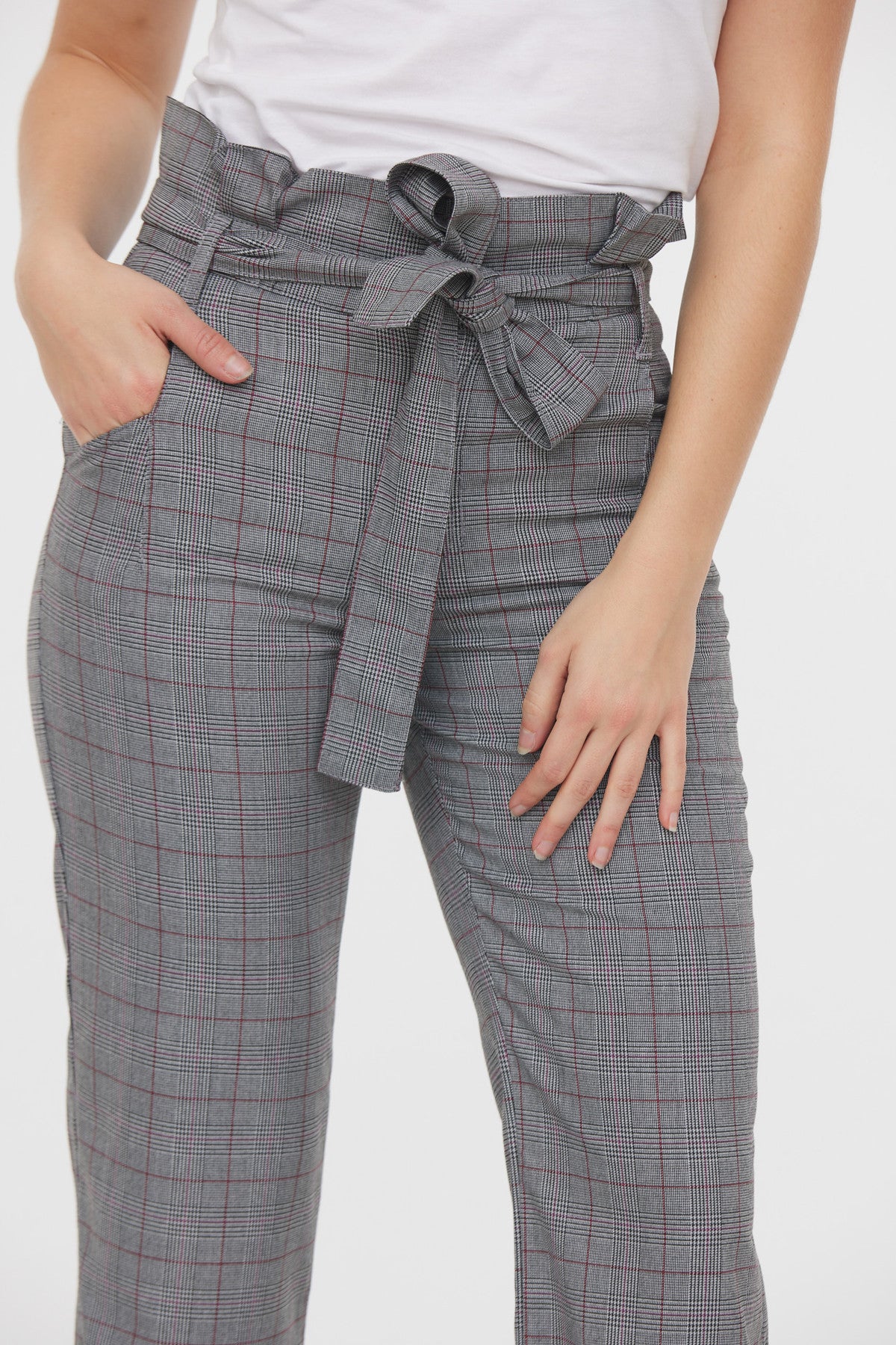 Pantalon GINA Gris / Bordeaux L34