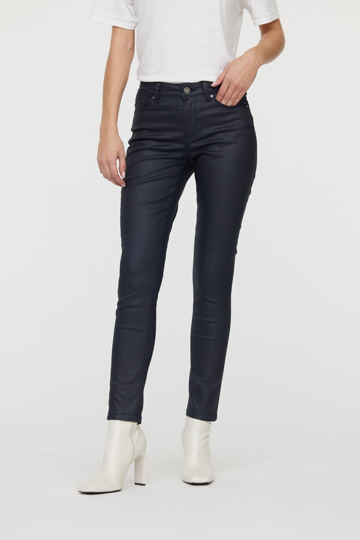 Pantalon Jana Navy Coatted