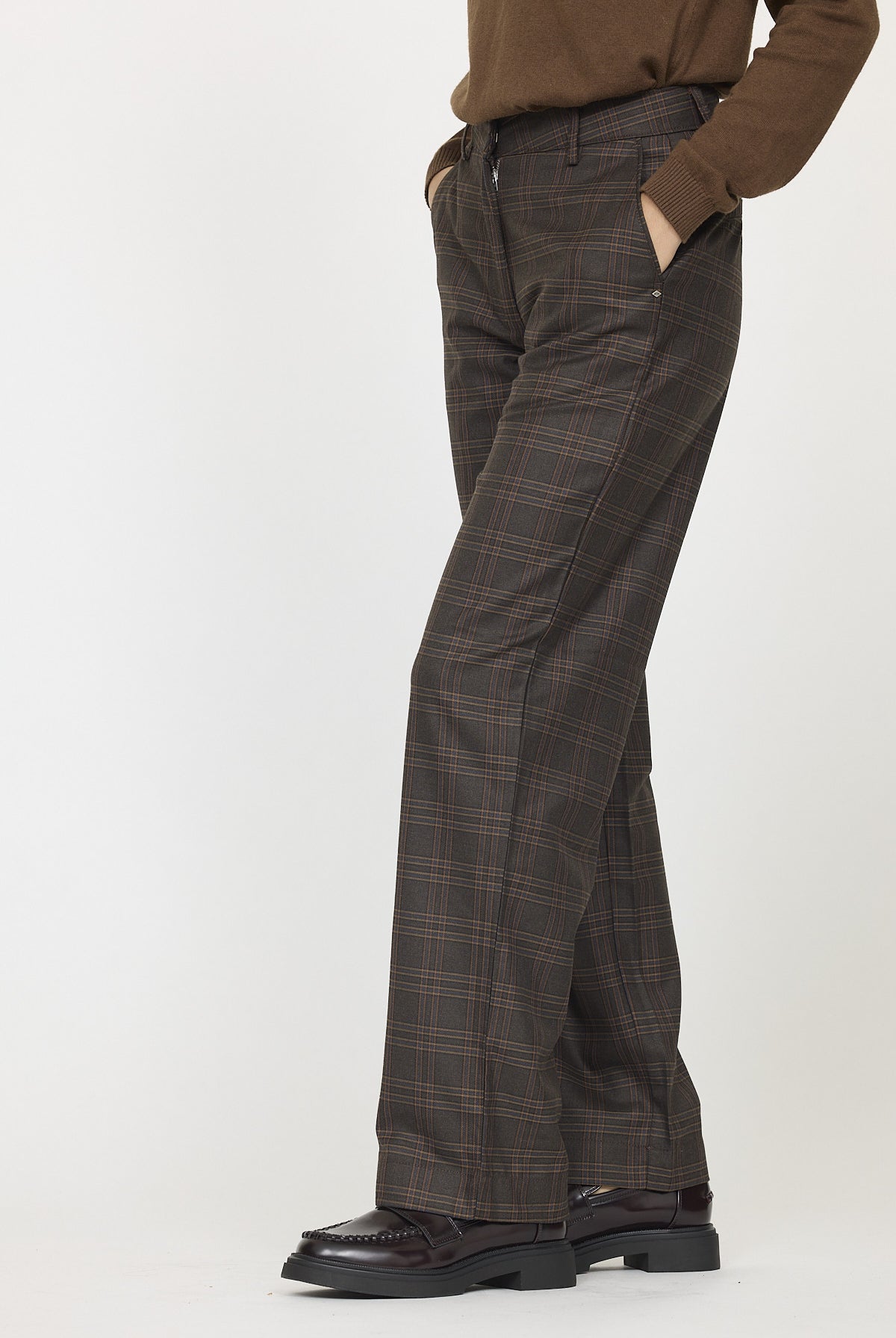 Pantalon JANIS check Dark brown
