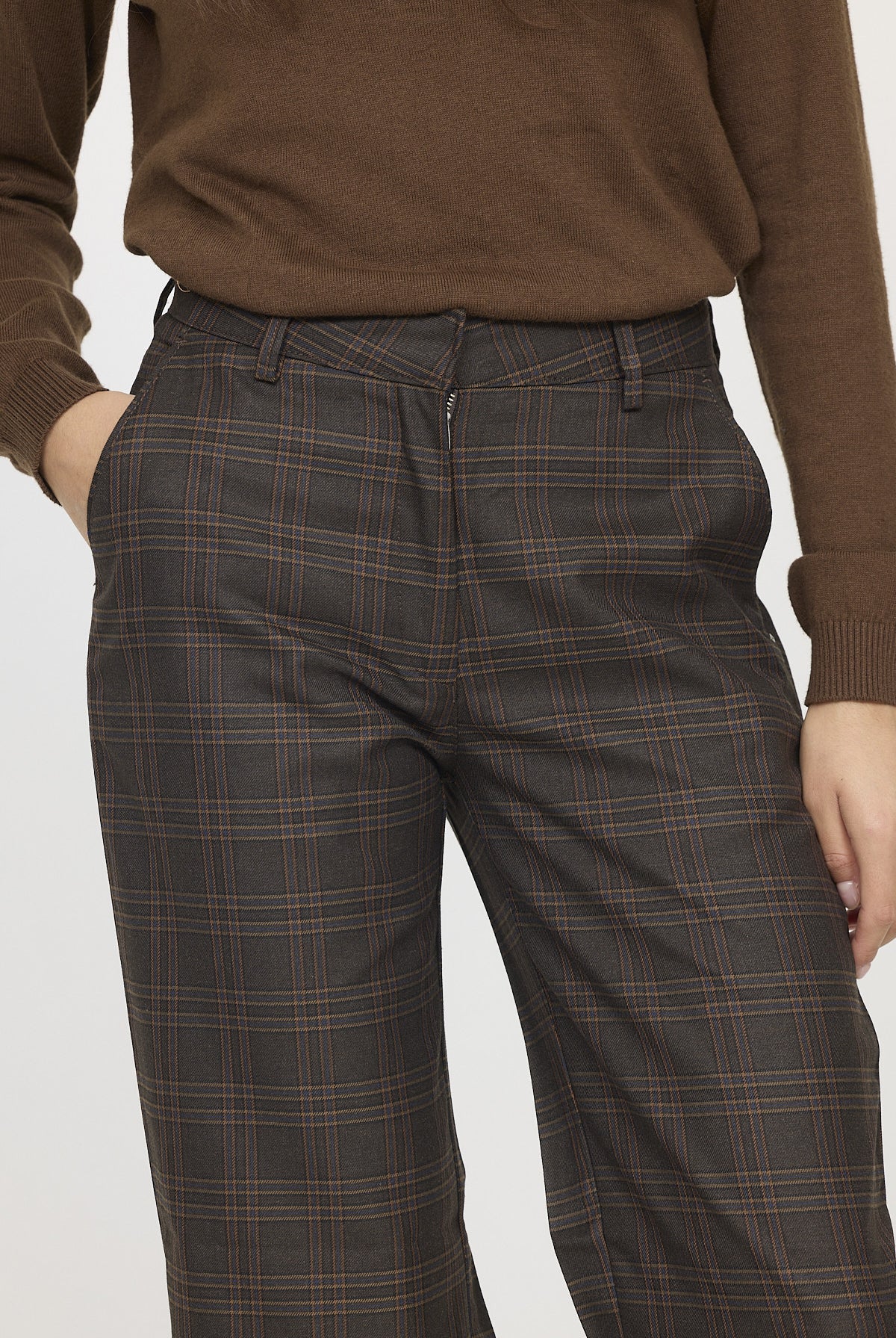 Pantalon JANIS check Dark brown