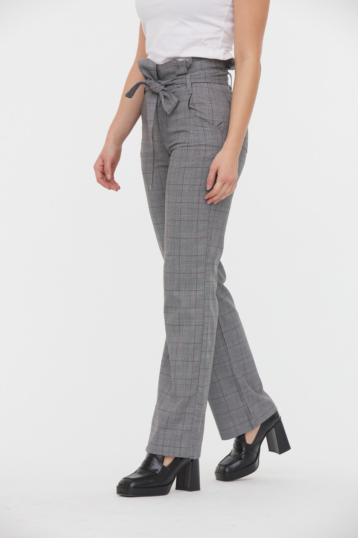 Pantalon GINA Gris / Bordeaux L34