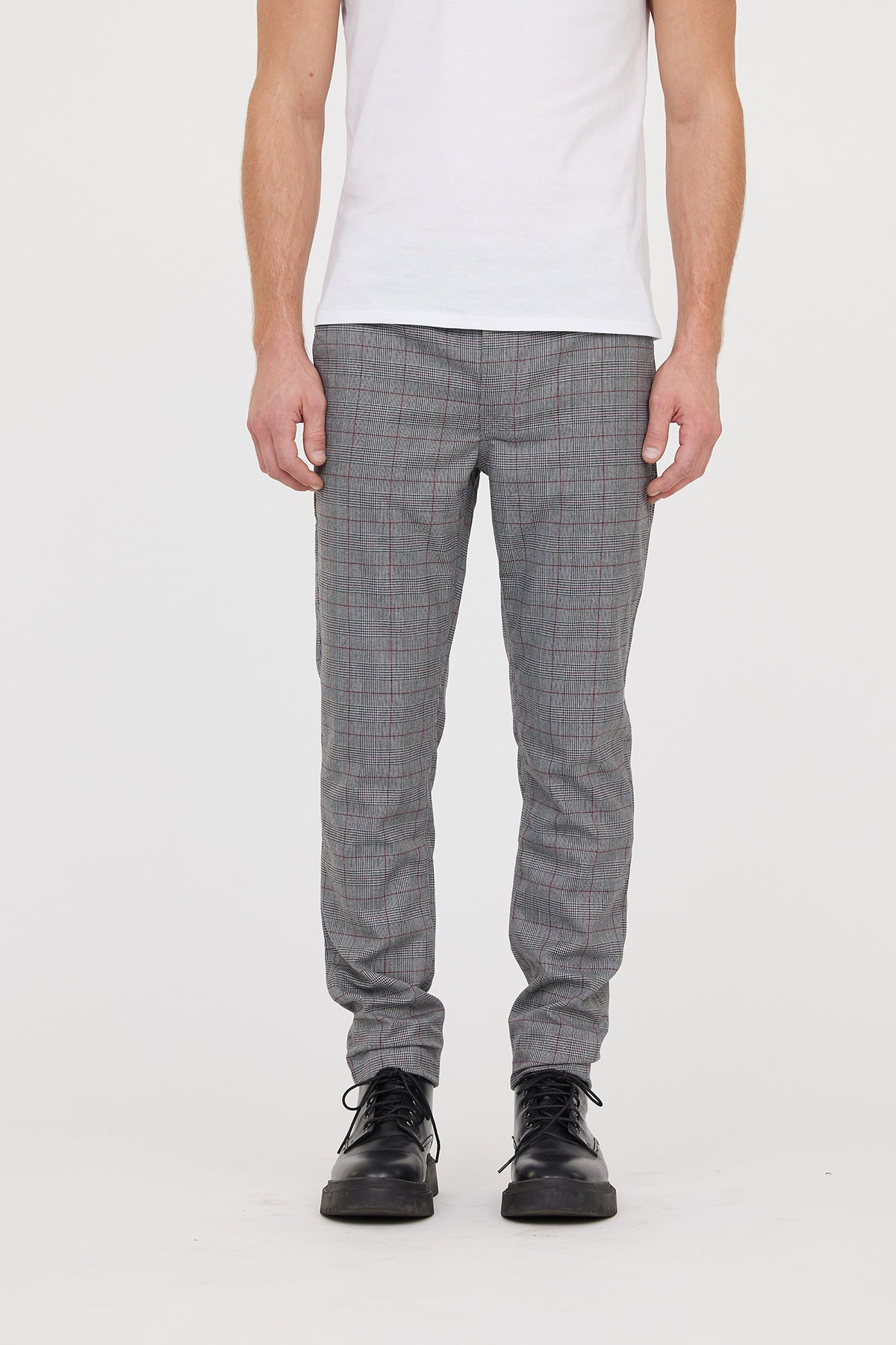 Pantalon chino NEILS Gris / Bordeaux L32