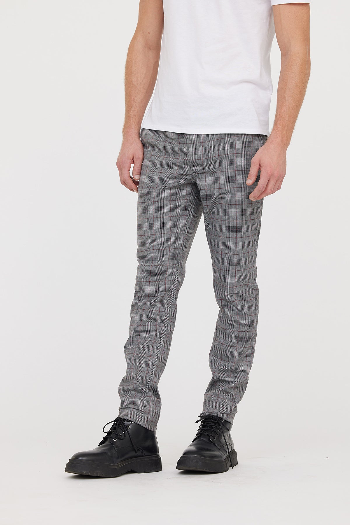 Pantalon chino NEILS Gris / Bordeaux L32