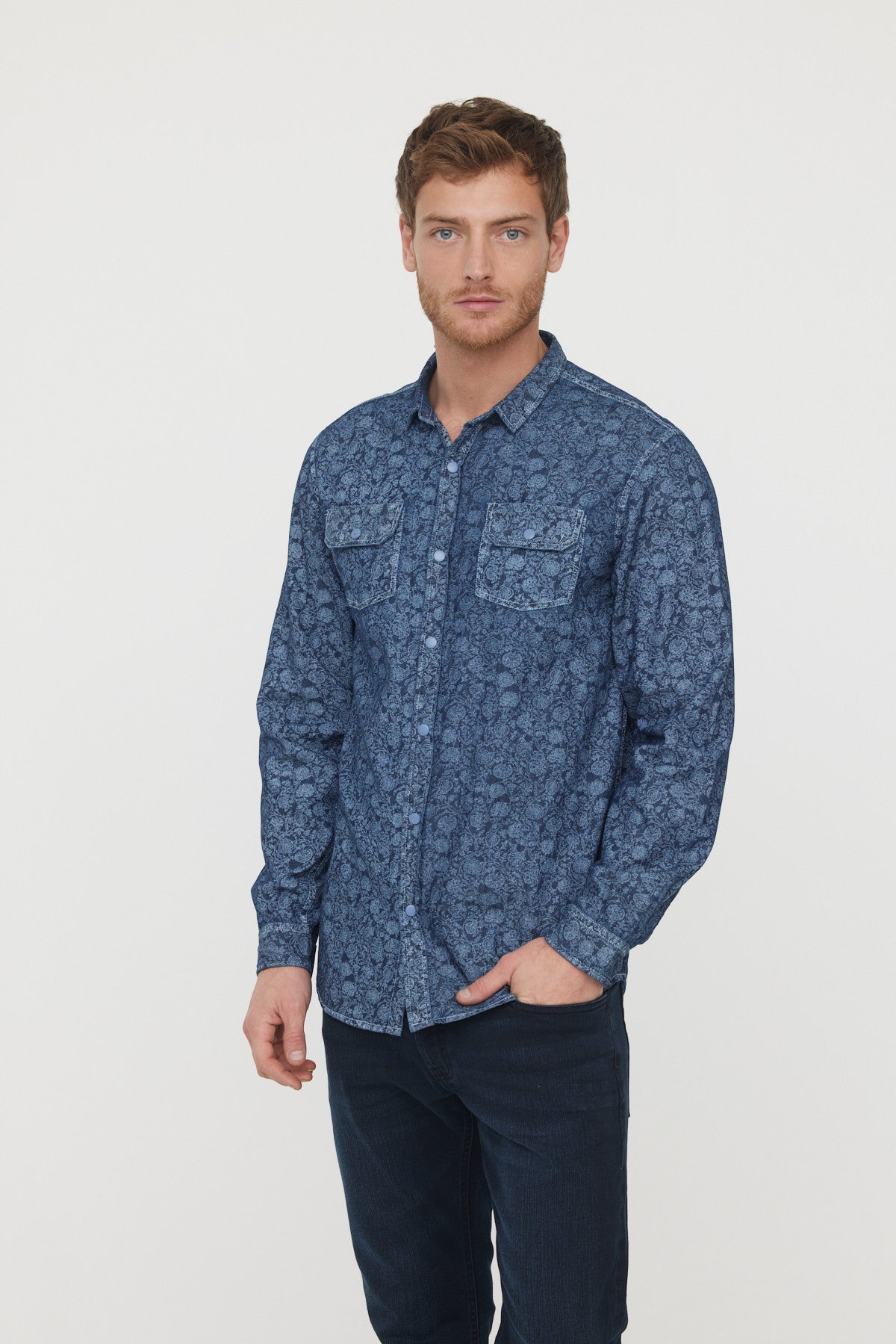 Chemise Dezine Gris Bleu
