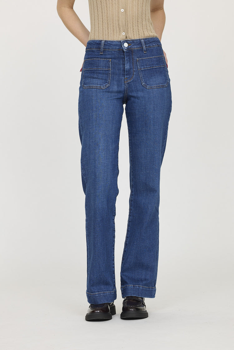 Jean's 100% coton délavé Olton - Tissu denim italien clair Jean's 100% coton délavé Olton - Tissu denim italien clair
