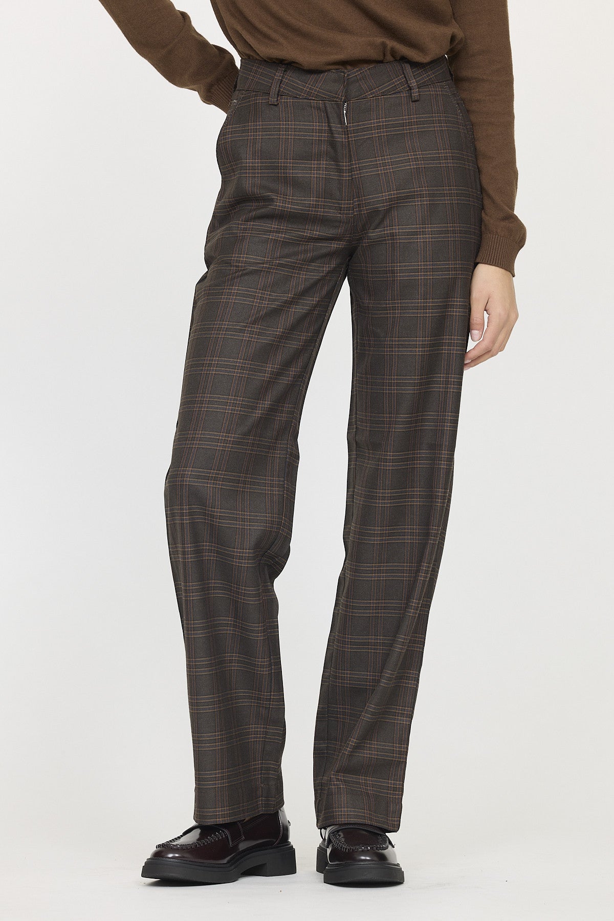Pantalon JANIS check Dark brown