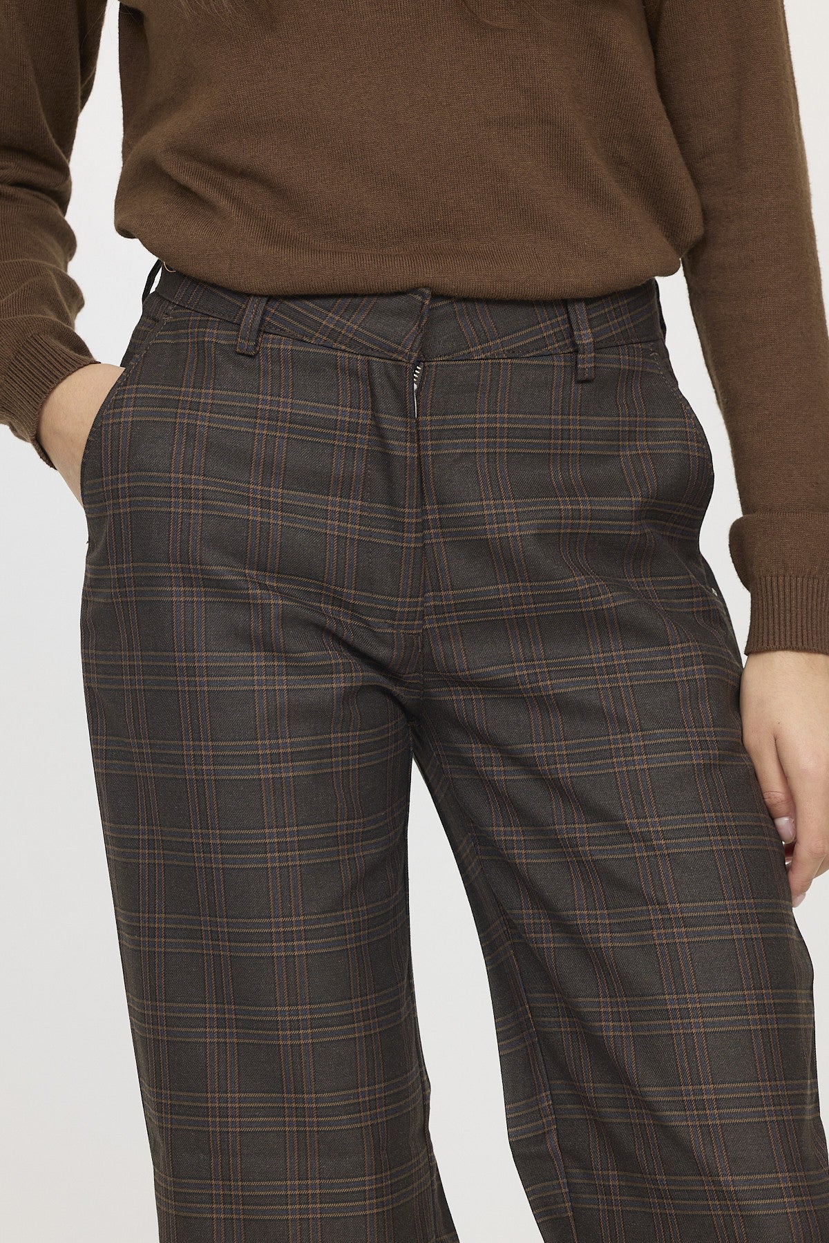 Pantalon JANIS check Dark brown